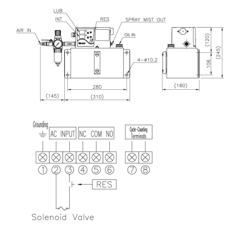 Sơ đồ cấu tạo của Bơm dầu bôi trơn phun sương YSM-A ISHAN