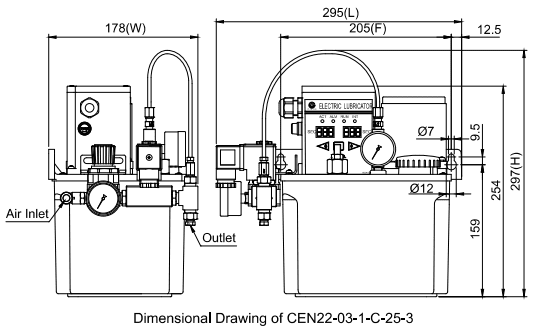 Bơm dầu bôi trơn phun sương CEN22 CHENYING_Sơ đồ cấu tạo