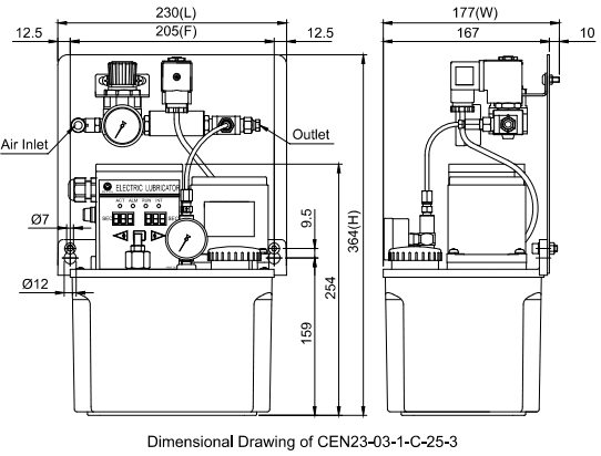 Bơm dầu bôi trơn phun sương CEN23 CHENYING_Sơ đồ cấu tạo