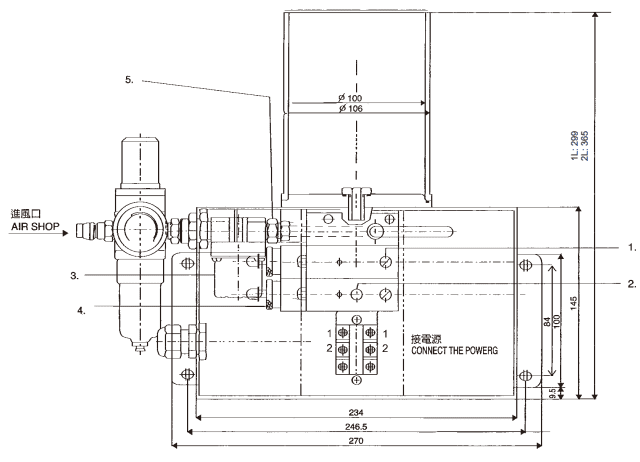 Bơm dầu bôi trơn phun sương AMLS-2_Sơ đồ cấu tạo